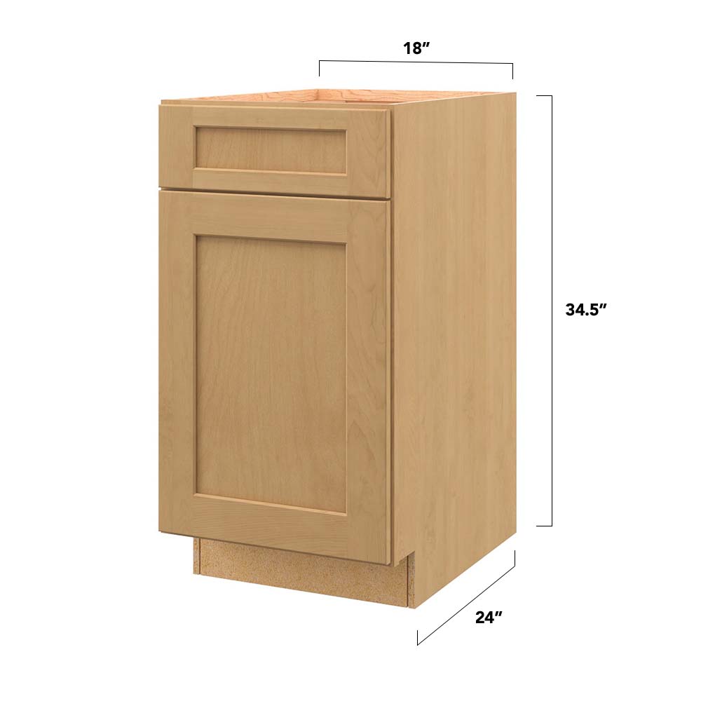 allen + roth Innsbrook 18-in W x 34.5-in H x 24-in D Rye 1-Drawer Base Fully Assembled Cabinet (Flat Panel Shaker Style)