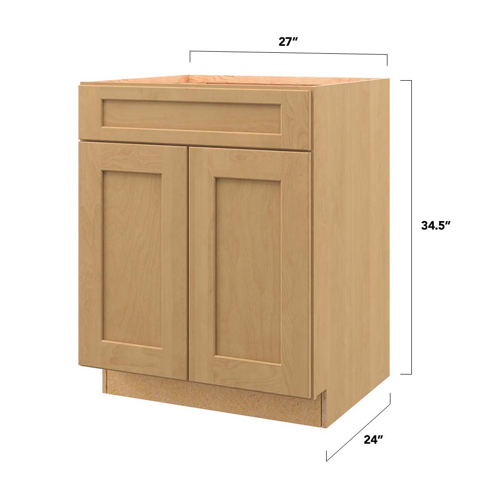 allen + roth Innsbrook 27-in W x 34.5-in H x 24-in D Rye 1-Drawer Base Fully Assembled Cabinet (Flat Panel Shaker Style)