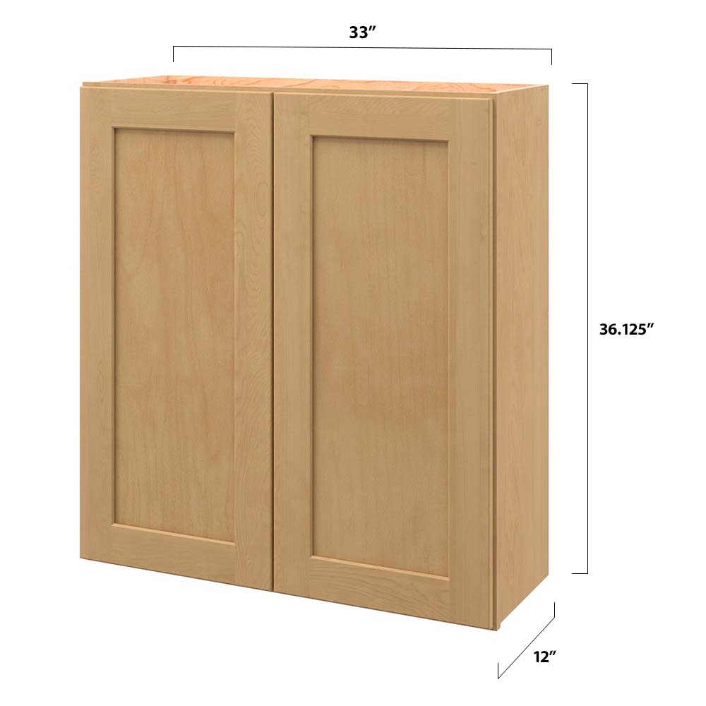 allen + roth Innsbrook 33-in W x 36.125-in H x 12-in D Rye Wall Fully Assembled Cabinet (Flat Panel Shaker Door Style)