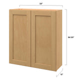 allen + roth Innsbrook 33-in W x 36.125-in H x 12-in D Rye Wall Fully Assembled Cabinet (Flat Panel Shaker Door Style)