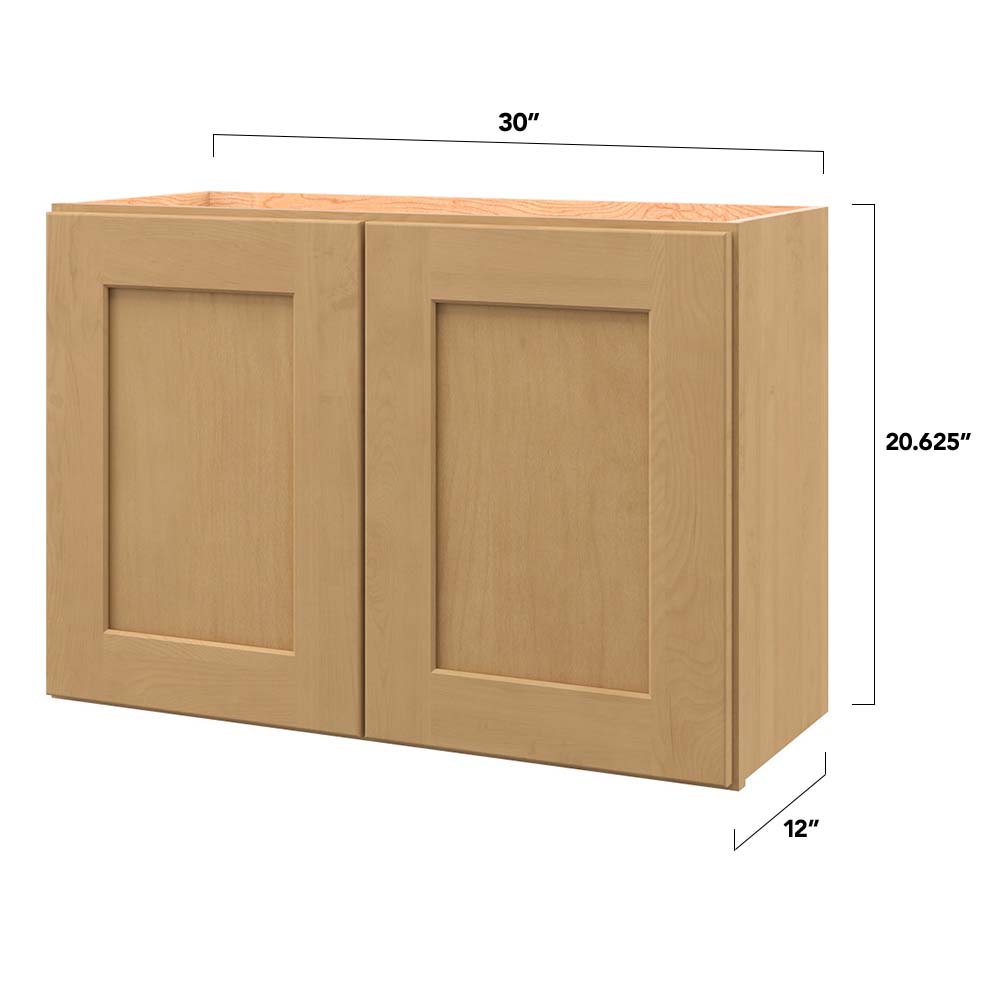 allen + roth Innsbrook 30-in W x 20.625-in H x 12-in D Rye Wall Fully Assembled Cabinet (Flat Panel Shaker Door Style)