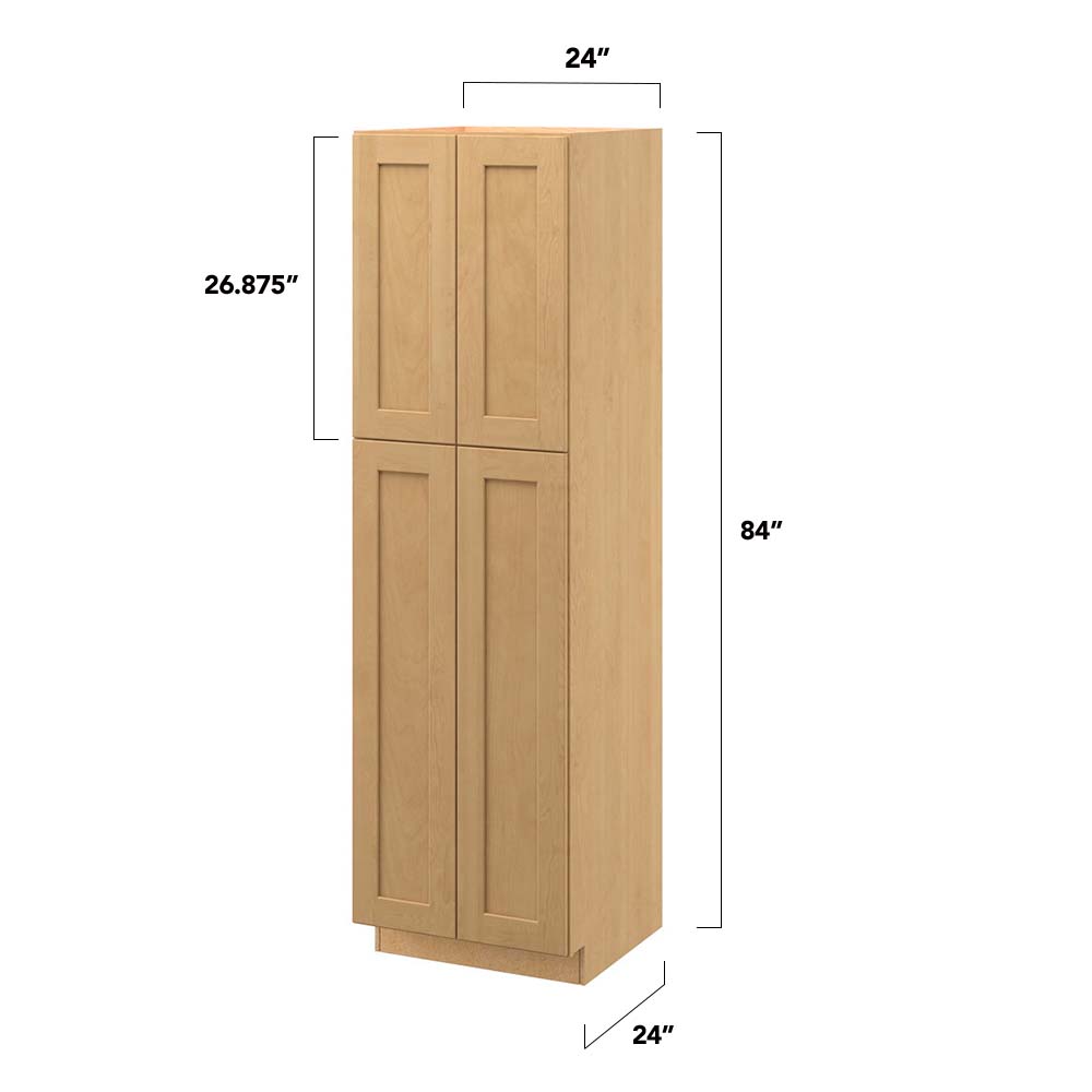allen + roth Innsbrook 24-in W x 84-in H x 24-in D Rye Pantry Fully Assembled Cabinet (Flat Panel Shaker Door Style)