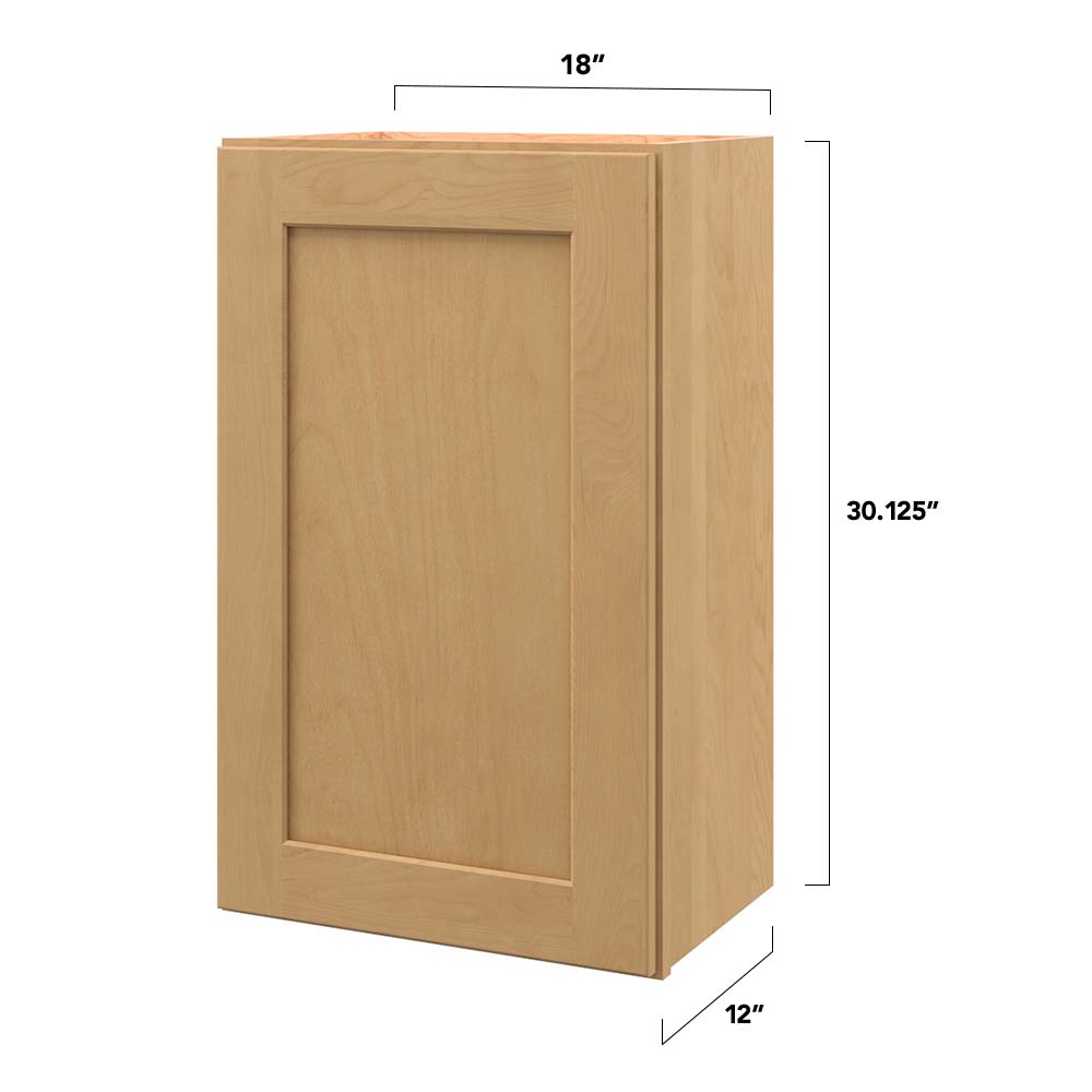 allen + roth Innsbrook 18-in W x 30.125-in H x 12-in D Rye Wall Fully Assembled Cabinet (Flat Panel Shaker Door Style)