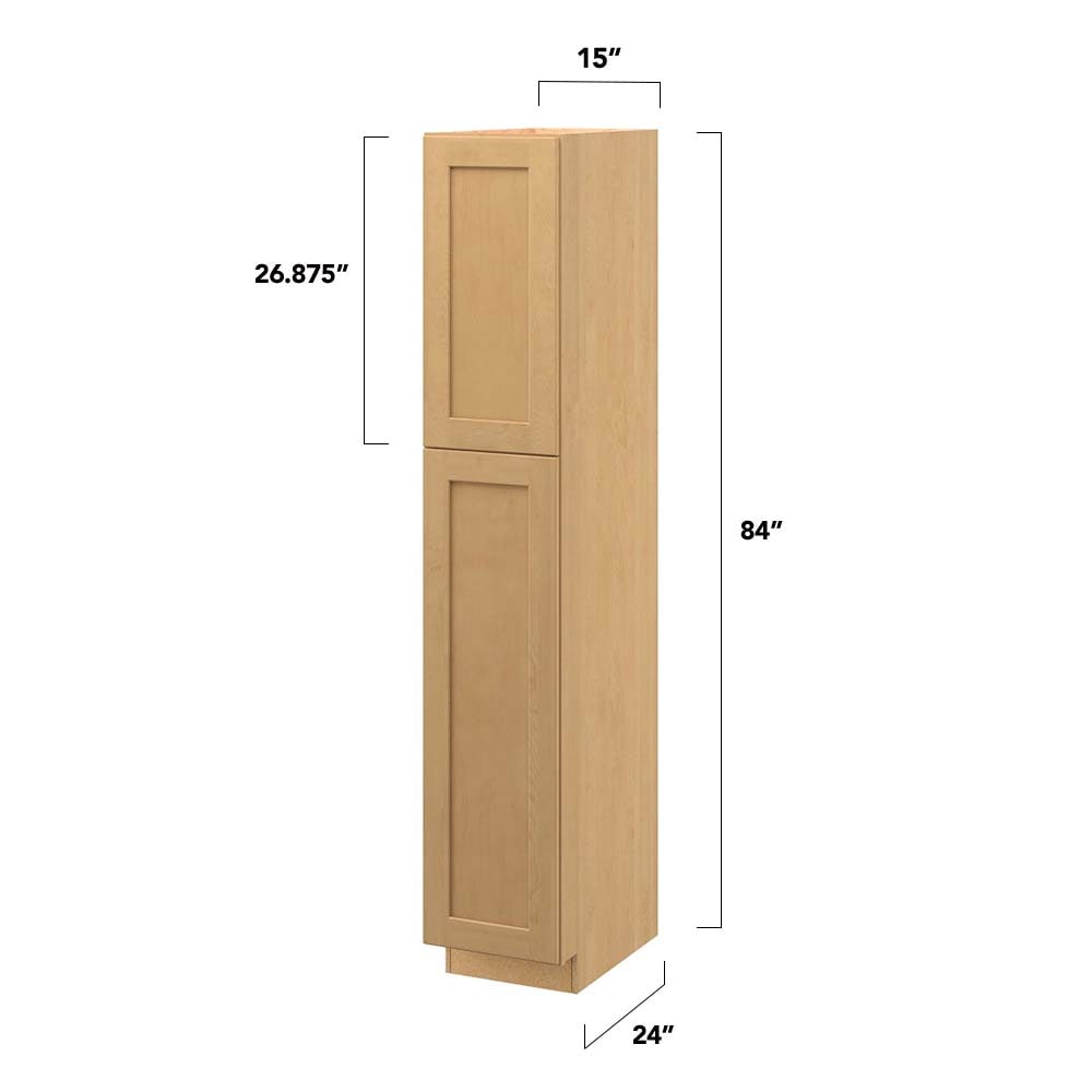 allen + roth Innsbrook 15-in W x 84-in H x 24-in D Rye Pantry Fully Assembled Cabinet (Flat Panel Shaker Door Style)