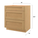 allen + roth Innsbrook 30-in W x 34.5-in H x 24-in D Rye 3-Drawer Base Fully Assembled Cabinet (Flat Panel Style)