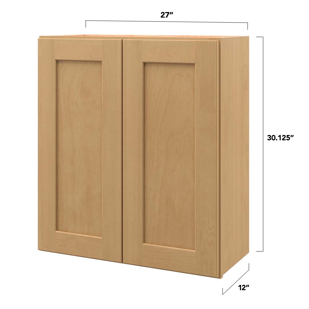 allen + roth Innsbrook 27-in W x 30.125-in H x 12-in D Rye Wall Fully Assembled Cabinet (Flat Panel Shaker Door Style)