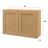 allen + roth Innsbrook 36-in W x 24.5-in H x 12-in D Rye Wall Fully Assembled Cabinet (Flat Panel Shaker Door Style)