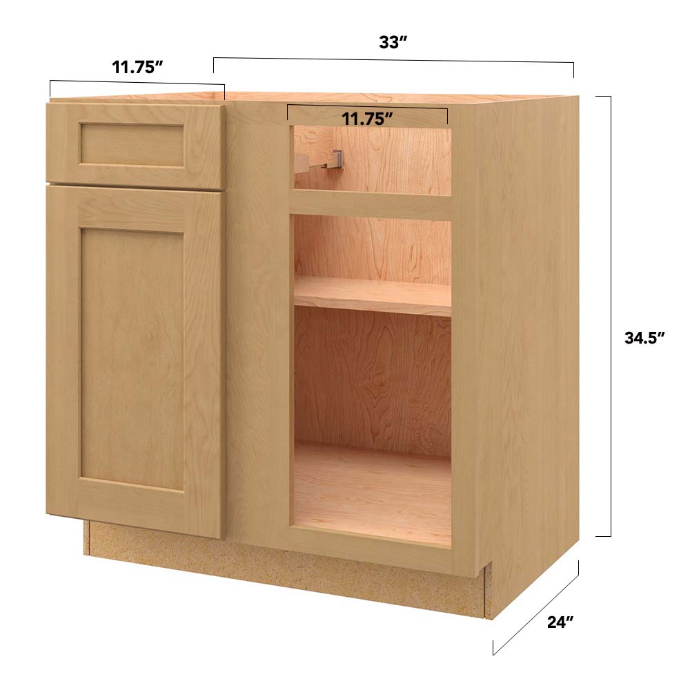 allen + roth Innsbrook 33-in W x 34.5-in H x 24-in D Rye Blind 1-Drawer Base Fully Assembled Cabinet (Flat Panel Shaker Style)