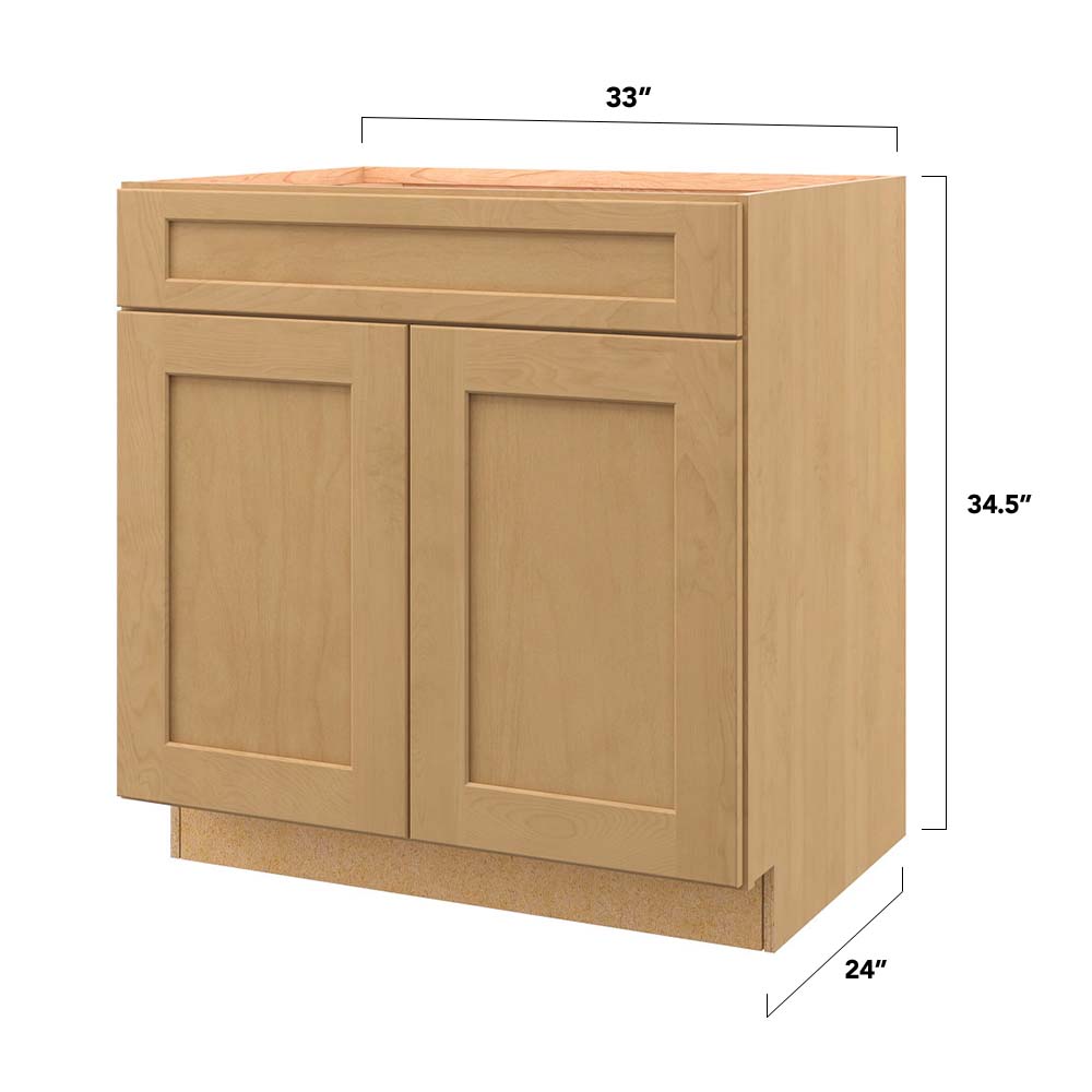 allen + roth Innsbrook 33-in W x 34.5-in H x 24-in D Rye 1-Drawer Base Fully Assembled Cabinet (Flat Panel Shaker Style)