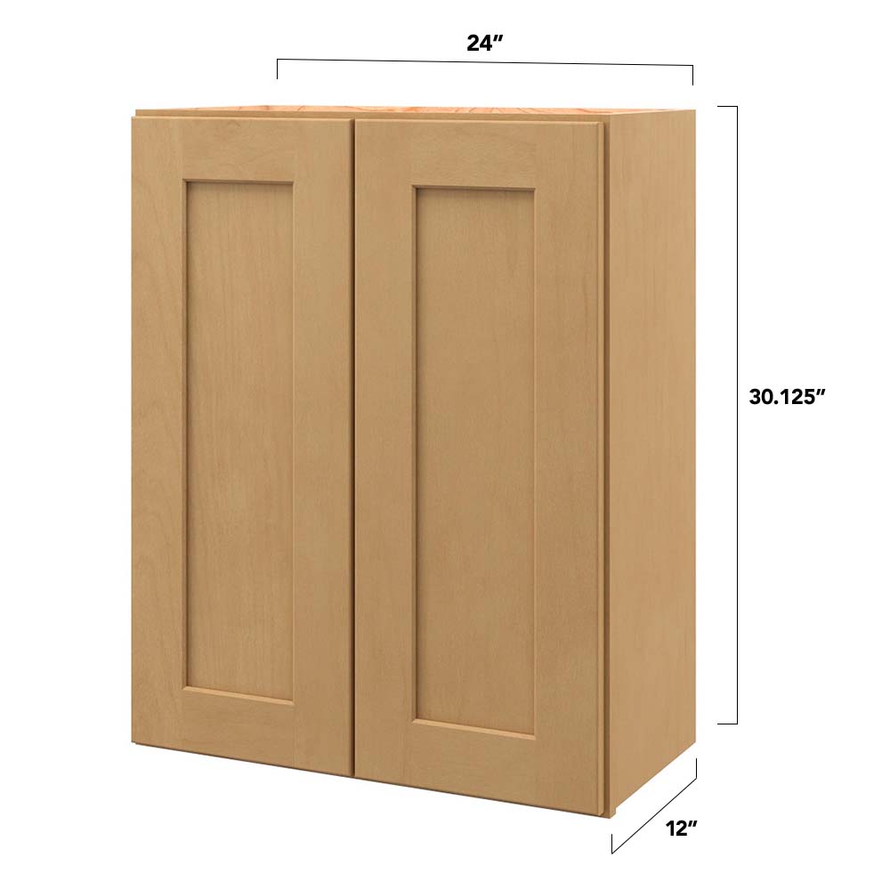 allen + roth Innsbrook 24-in W x 30.125-in H x 12-in D Rye Wall Fully Assembled Cabinet (Flat Panel Shaker Door Style)