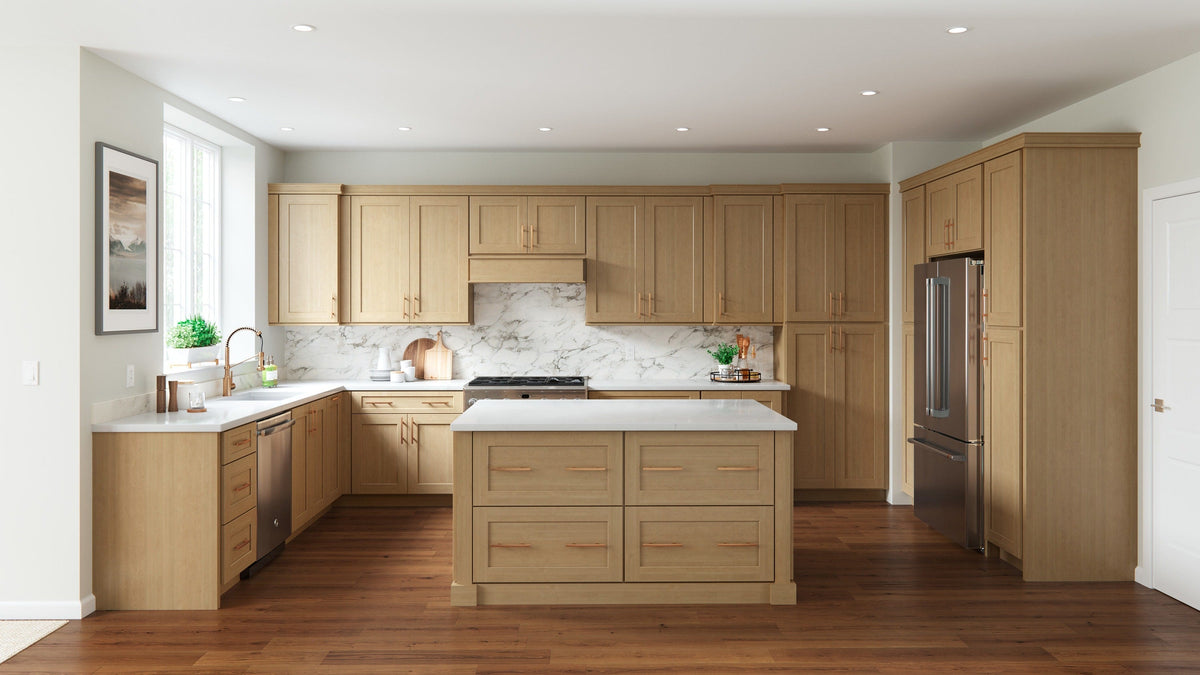 allen + roth Innsbrook 30-in W x 34.5-in H x 24-in D Rye 3-Drawer Base Fully Assembled Cabinet (Flat Panel Style)
