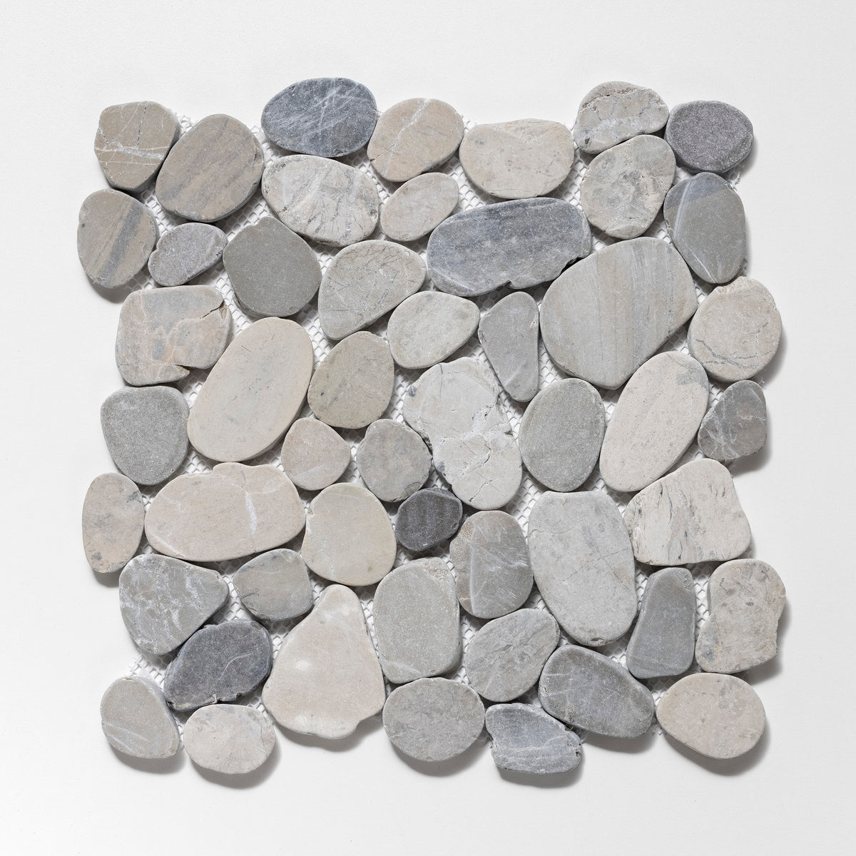 CRUZ BAY STUDIO Sliced Pebble Light Grey 12-in x 12-in Honed Natural stone Quartz Pebble Mosaic Floor and Wall Tile product image