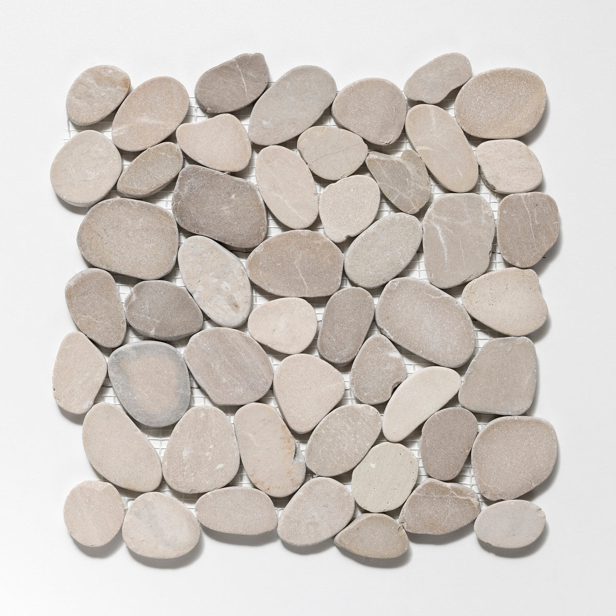 CRUZ BAY STUDIO Sliced Pebble Tile Tan 12-in x 12-in Honed Natural stone Quartz Pebble Mosaic Floor and Wall Tile product image