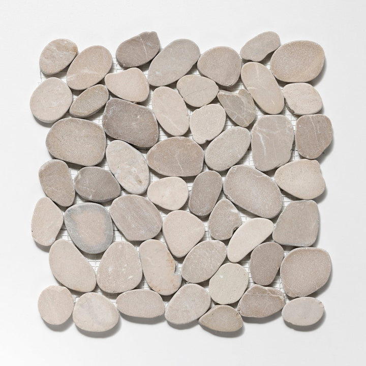 CRUZ BAY STUDIO Sliced Pebble Tile Tan 12-in x 12-in Honed Natural stone Quartz Pebble Mosaic Floor and Wall Tile product image
