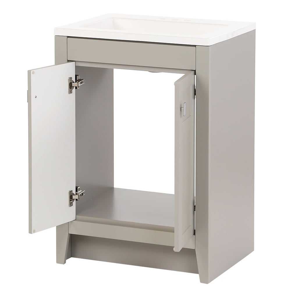 Diamond NOW Brenton 24-in Gray Single Sink Bathroom Vanity with White Cultured Marble Top
