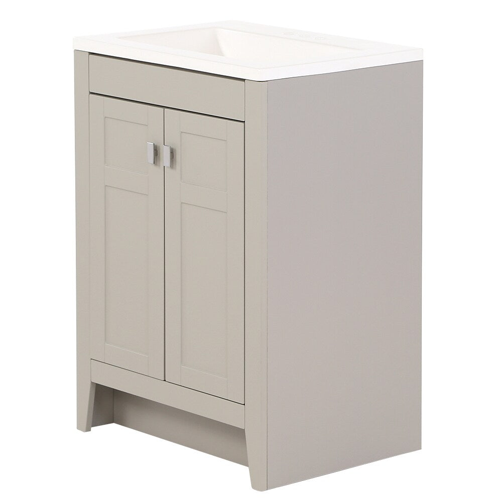 Diamond NOW Brenton 24-in Gray Single Sink Bathroom Vanity with White Cultured Marble Top