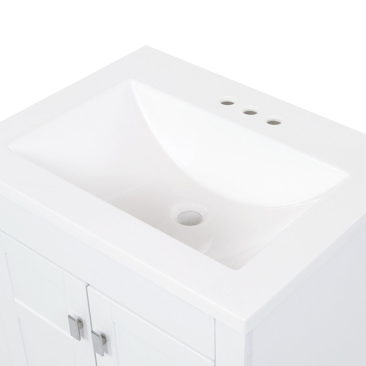 Diamond NOW Brenton 24-in White Single Sink Bathroom Vanity with White Cultured Marble Top