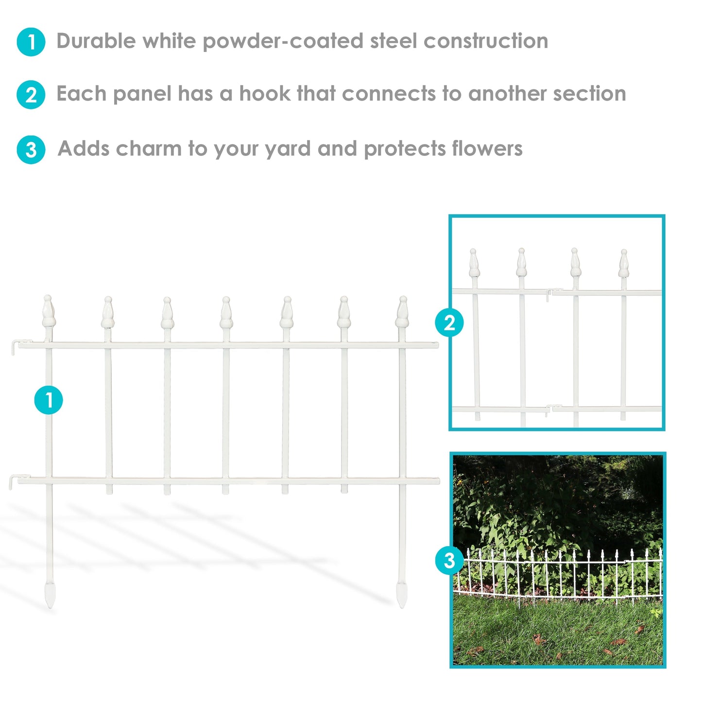 Sunnydaze Decor 2-ft H x 2-ft W White Steel Decorative Fence Panel