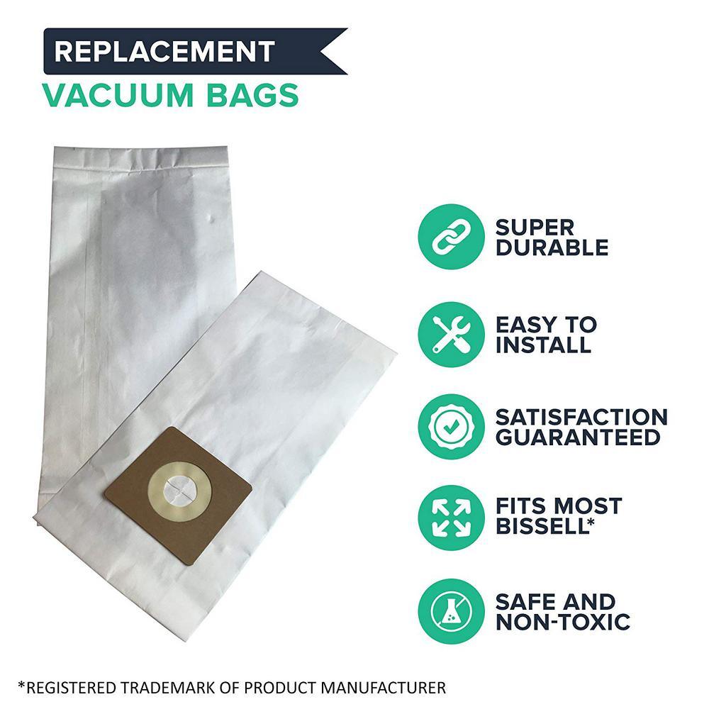 Paper Vacuum Bags, Fit Bissell Style 1, 4, 7, Part 30861 (12-Pack) - Super Arbor