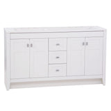 Diamond NOW Brenton 60-in White Double Sink Bathroom Vanity with White Cultured Marble Top