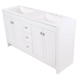 Diamond NOW Brenton 60-in White Double Sink Bathroom Vanity with White Cultured Marble Top
