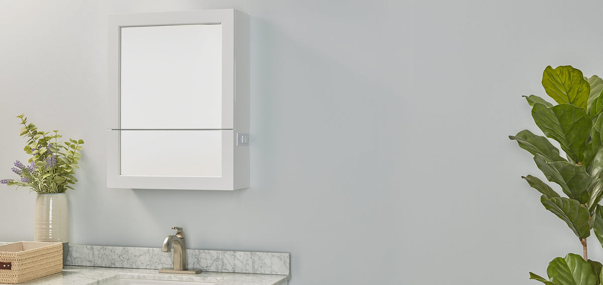 allen + roth 20-in x 26-in x 7-in White Soft Close Bathroom Wall Cabinet