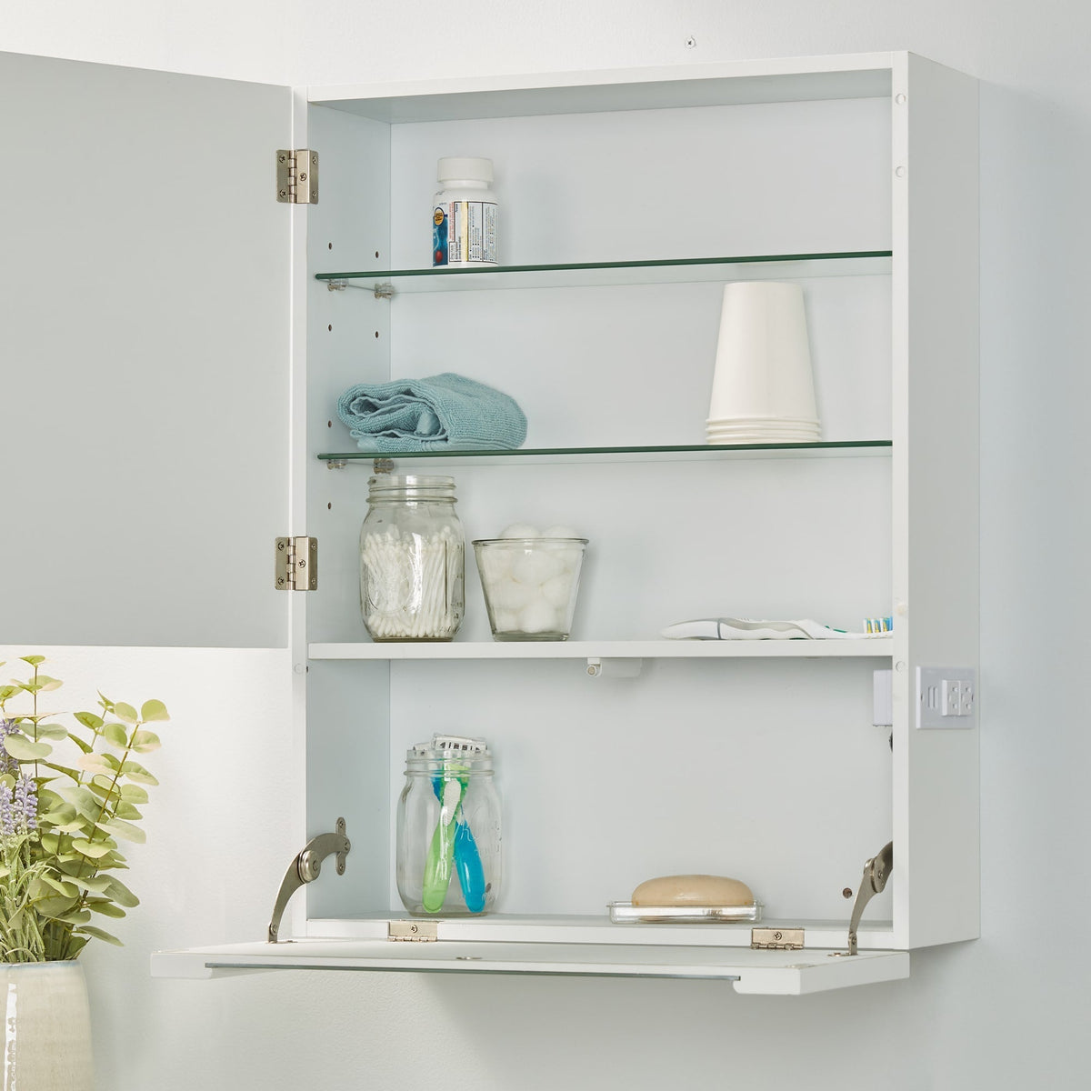 allen + roth 20-in x 26-in x 7-in White Soft Close Bathroom Wall Cabinet
