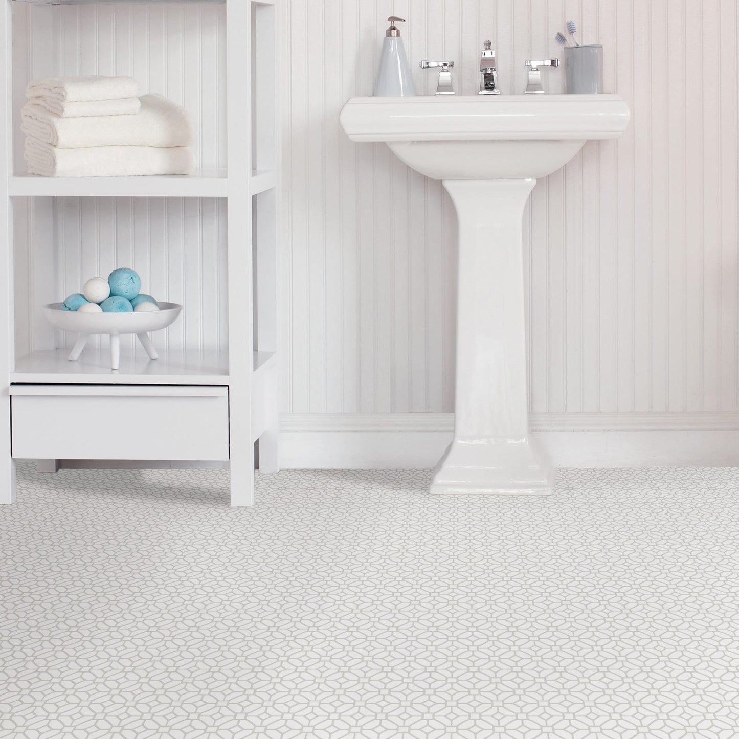 FloorPops White 12-in x 12-in Water Resistant Peel and Stick Vinyl Tile Flooring (20-sq ft)