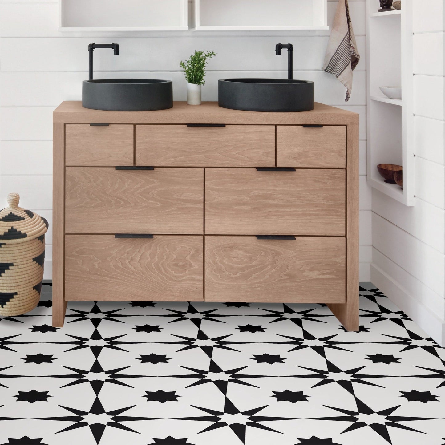 FloorPops Black 12-in x 12-in Water Resistant Peel and Stick Vinyl Tile Flooring (20-sq ft)