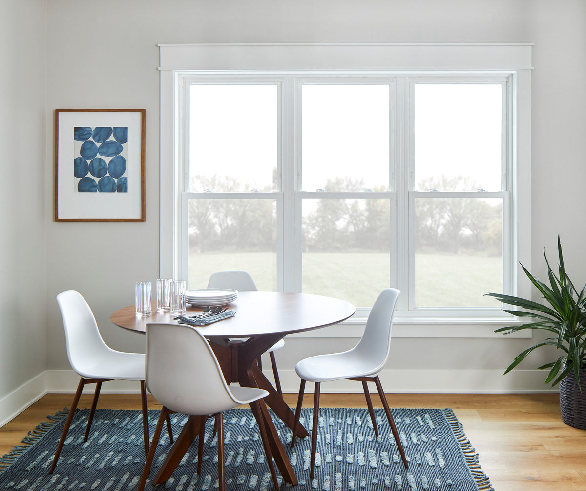 Pella 150 Series New Construction 27-1/2-in x 53-1/2-in White Vinyl Low-E Argon Double-Hung Window, Full Screen Included