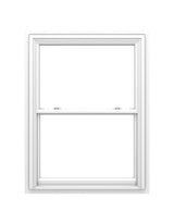Pella 150 Series New Construction 35-1/2-in x 45-1/2-in White Vinyl Low-E Argon Double-Hung Window with Grids, Full Screen Included