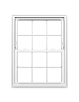 Pella 150 Series New Construction 35-1/2-in x 65-1/2-in White Vinyl Low-E Argon Double Hung Window with Grids, Full Screen Included