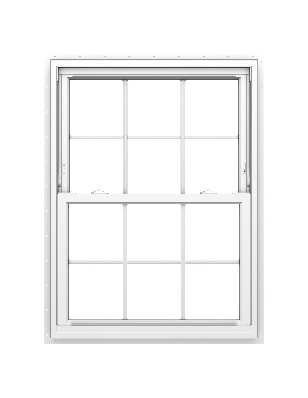 Pella 150 Series New Construction 31-1/2-in x 53-1/2-in White Vinyl Low-E Argon Double-Hung Window with Grids, Full Screen Included