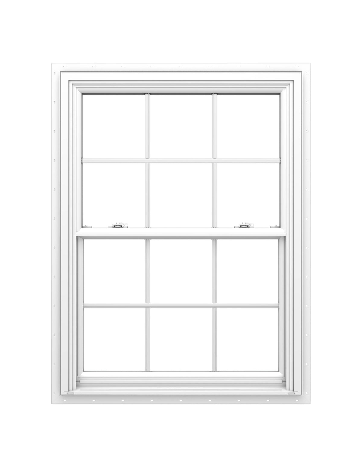 Pella 150 Series New Construction 31-1/2-in x 53-1/2-in White Vinyl Low-E Argon Double-Hung Window with Grids, Full Screen Included