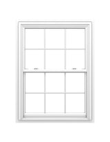 Pella 150 Series New Construction 31-1/2-in x 53-1/2-in White Vinyl Low-E Argon Double-Hung Window with Grids, Full Screen Included