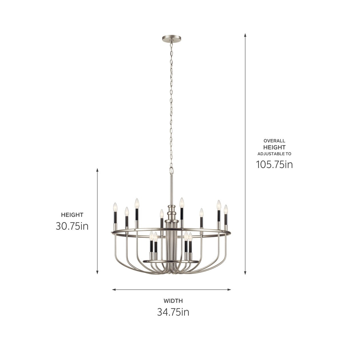 Kichler Capitol Hill 12-Light Brushed Nickel Traditional Chandelier