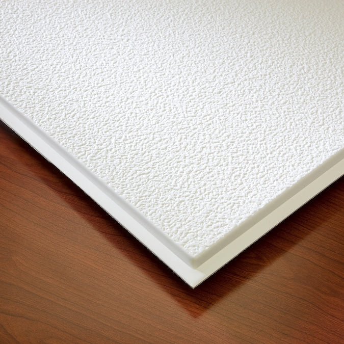 Genesis 2-ft x 2-ft Stucco Pro Revealed Edge White PVC Drop Ceiling Tile (1-Pack, 4-sq ft / Case)