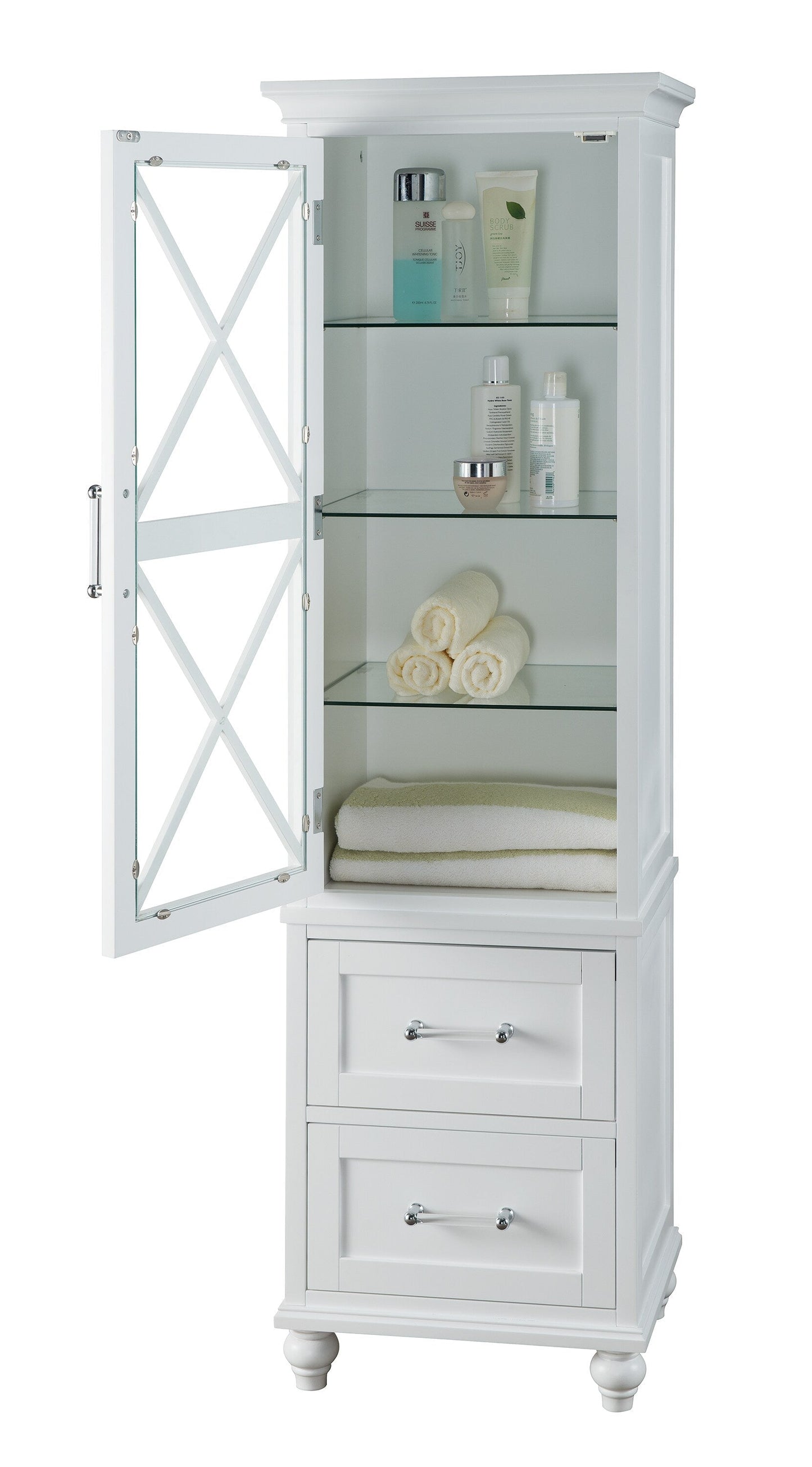Teamson Home Blue 18-in x 60-in x 14-in White Freestanding Linen Cabinet