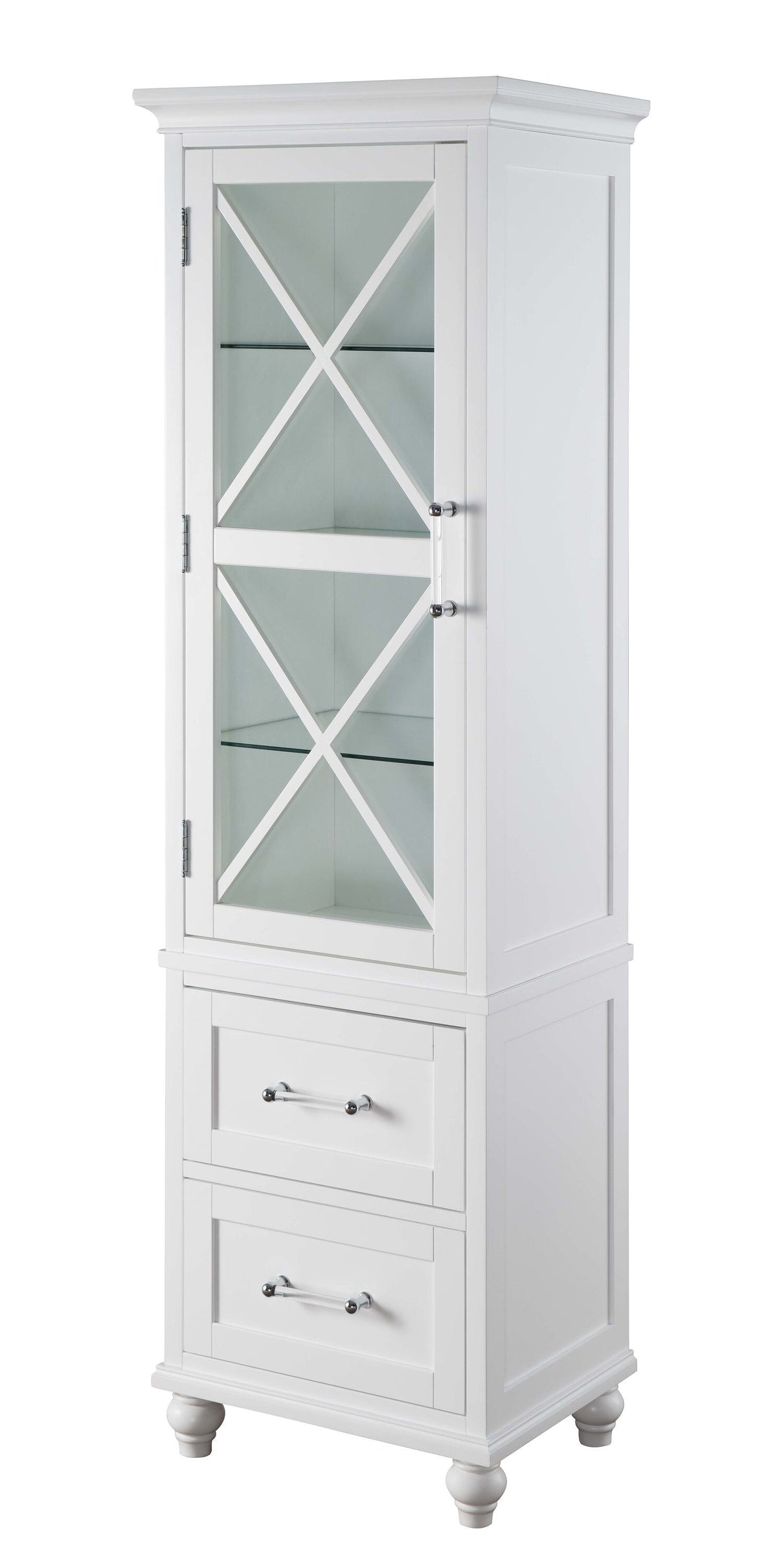 Teamson Home Blue 18-in x 60-in x 14-in White Freestanding Linen Cabinet