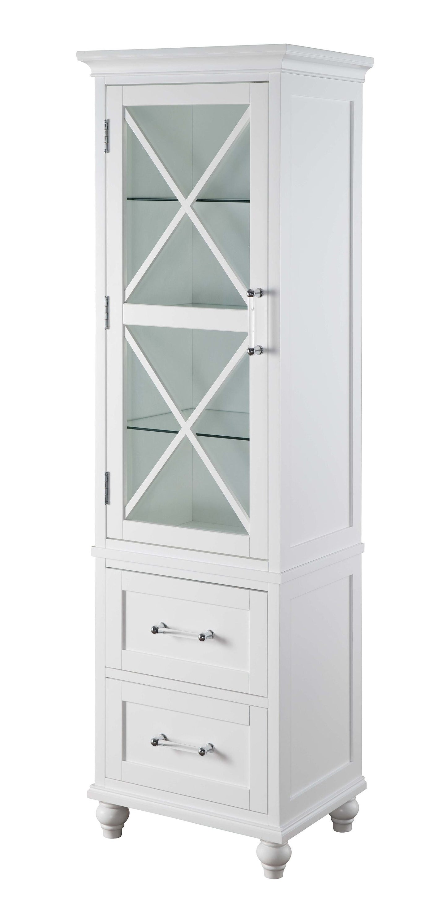 Teamson Home Blue 18-in x 60-in x 14-in White Freestanding Linen Cabinet