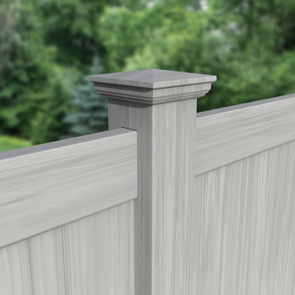 Freedom 5-in W x 5-in L Woodgrain Gray Vinyl Fence Post Cap- Fits Common Post Measurement: 5-in x 5-in