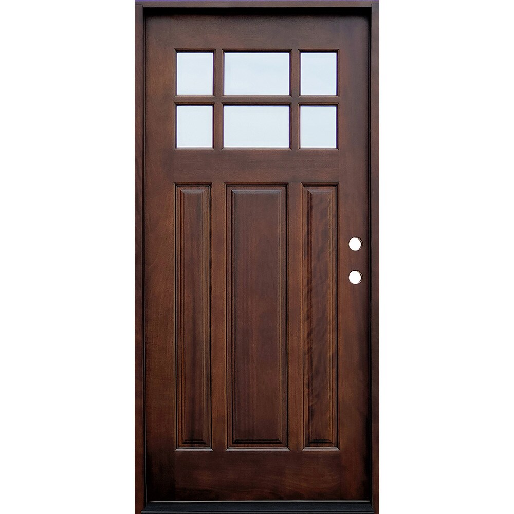Greatview Doors 36-in x 80-in Mahogany Craftsman Front Door with Clear Glass