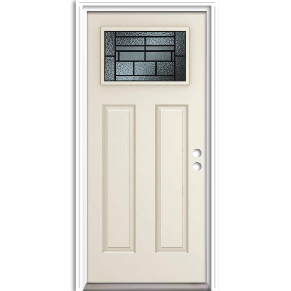 Therma-Tru Benchmark Doors 36-in x 80-in Steel Craftsman Left-Hand Inswing Ready-to-Paint Unfinished Prehung Single Front Door with Brickmould