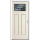 Therma-Tru Benchmark Doors 36-in x 80-in Steel Craftsman Left-Hand Inswing Ready-to-Paint Unfinished Prehung Single Front Door with Brickmould