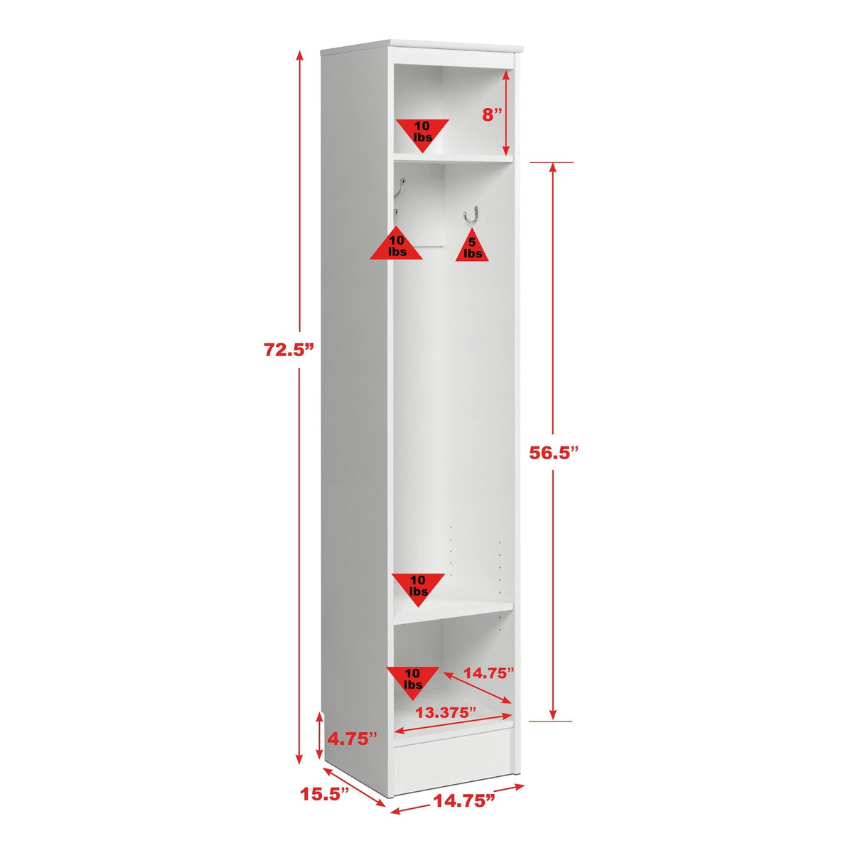 Prepac Entryway Modern 14.75-in White Composite Hall Tree