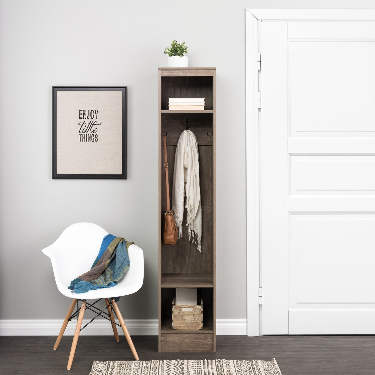 Prepac Entryway Modern 14.75-in Drifted Gray Composite Hall Tree