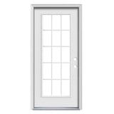 Therma-Tru Benchmark Doors 36-in x 80-in Steel Full Lite Left-Hand Inswing Ready-to-Paint Unfinished Prehung Single Front Door with Brickmould and Internal Blinds