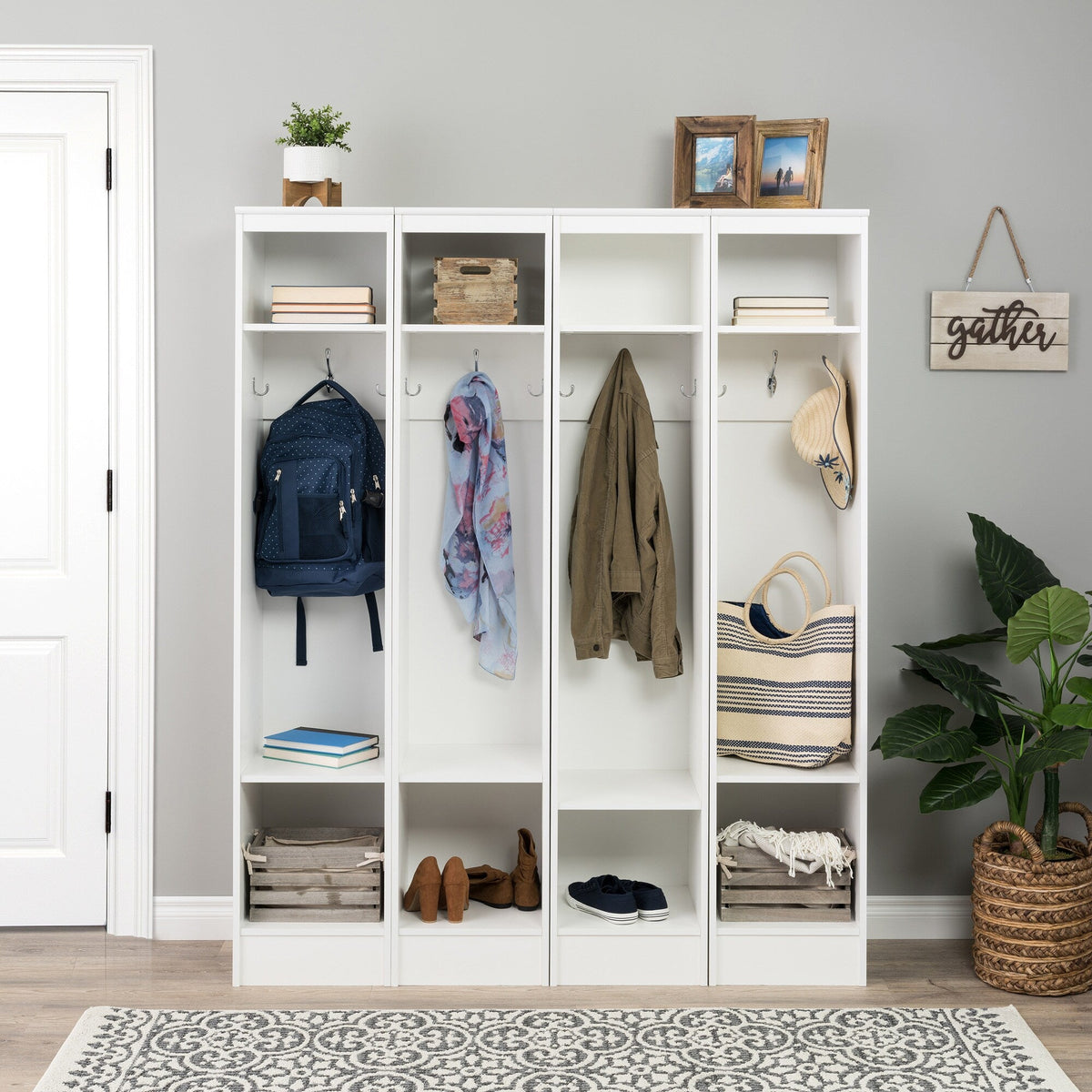 Prepac Entryway Modern 14.75-in White Composite Hall Tree