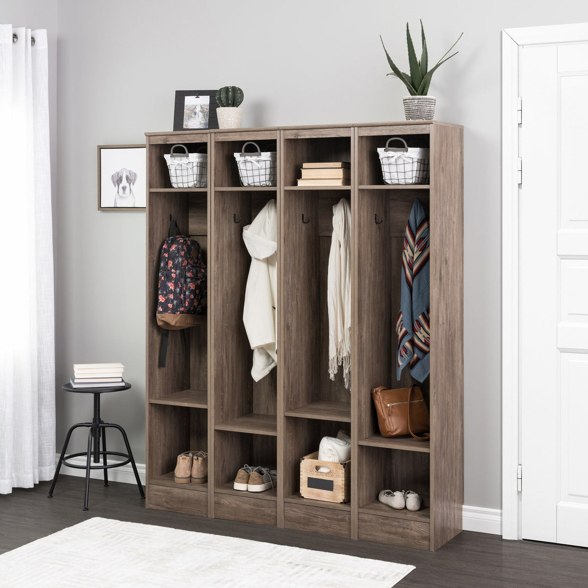 Prepac Entryway Modern 59-in Drifted Gray Composite Hall Tree