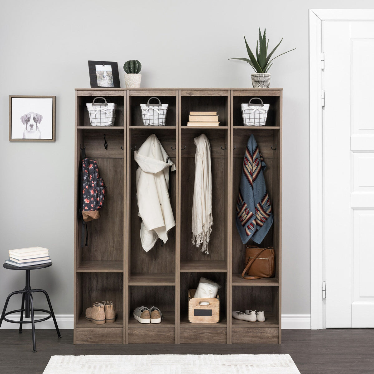 Prepac Entryway Modern 59-in Drifted Gray Composite Hall Tree